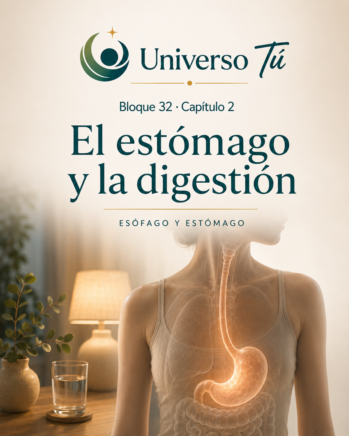 Portada del capítulo 2, El estómago y la digestión, del bloque 32 de Universo Tú sobre esófago y estómago