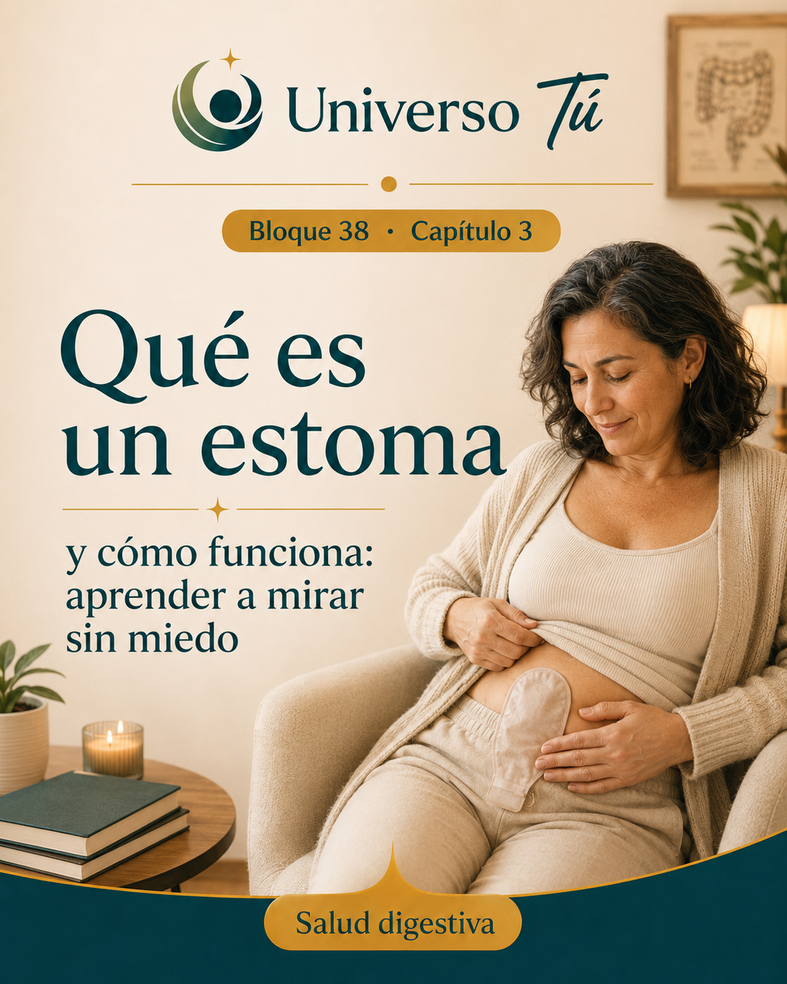 Portada del capítulo 3, Qué es un estoma y cómo funciona: aprender a mirar sin miedo, del bloque 38 de Universo Tú sobre las ostomías