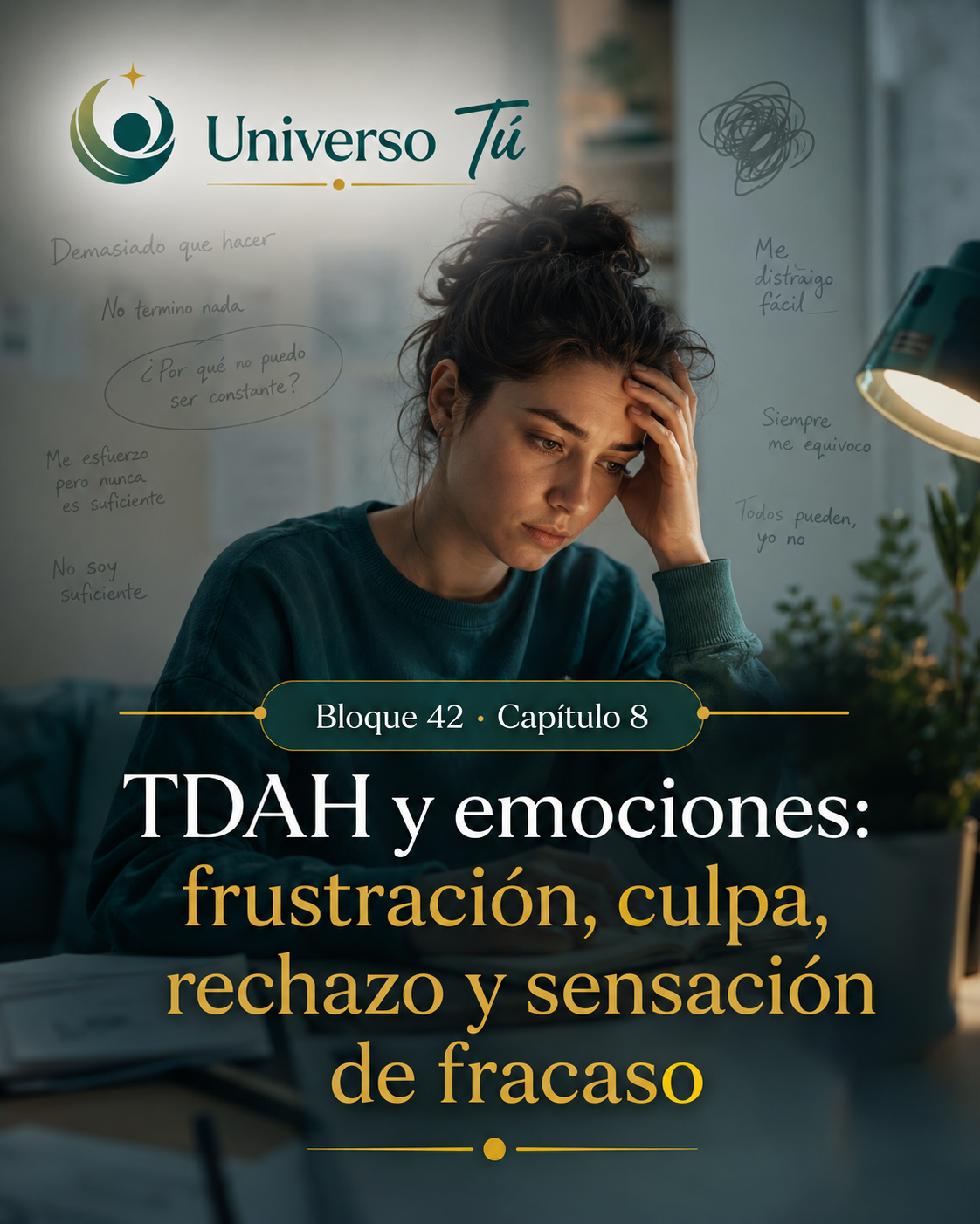 Ilustración editorial del capítulo 8 del bloque TDAH: TDAH y emociones.