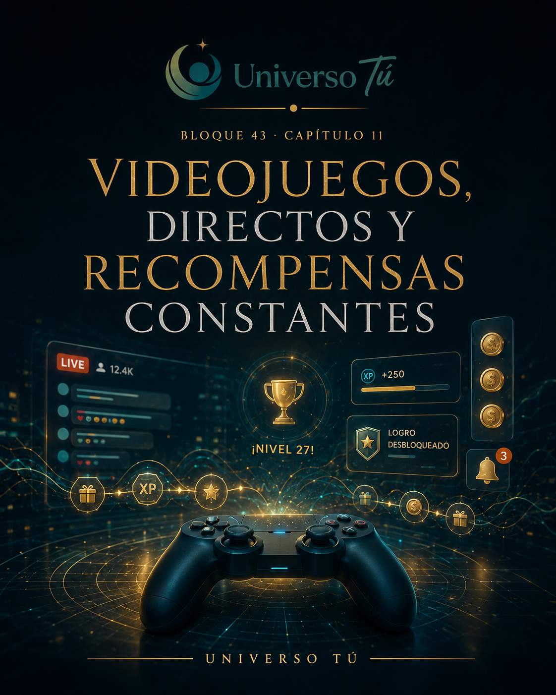 Adolescente jugando con un mando frente a la pantalla, portada del capítulo sobre videojuegos y recompensas.