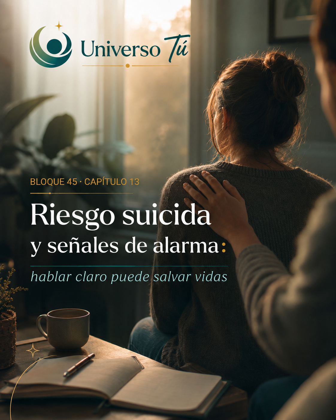 Portada del capítulo «Riesgo suicida y señales de alarma» de Universo Tú
