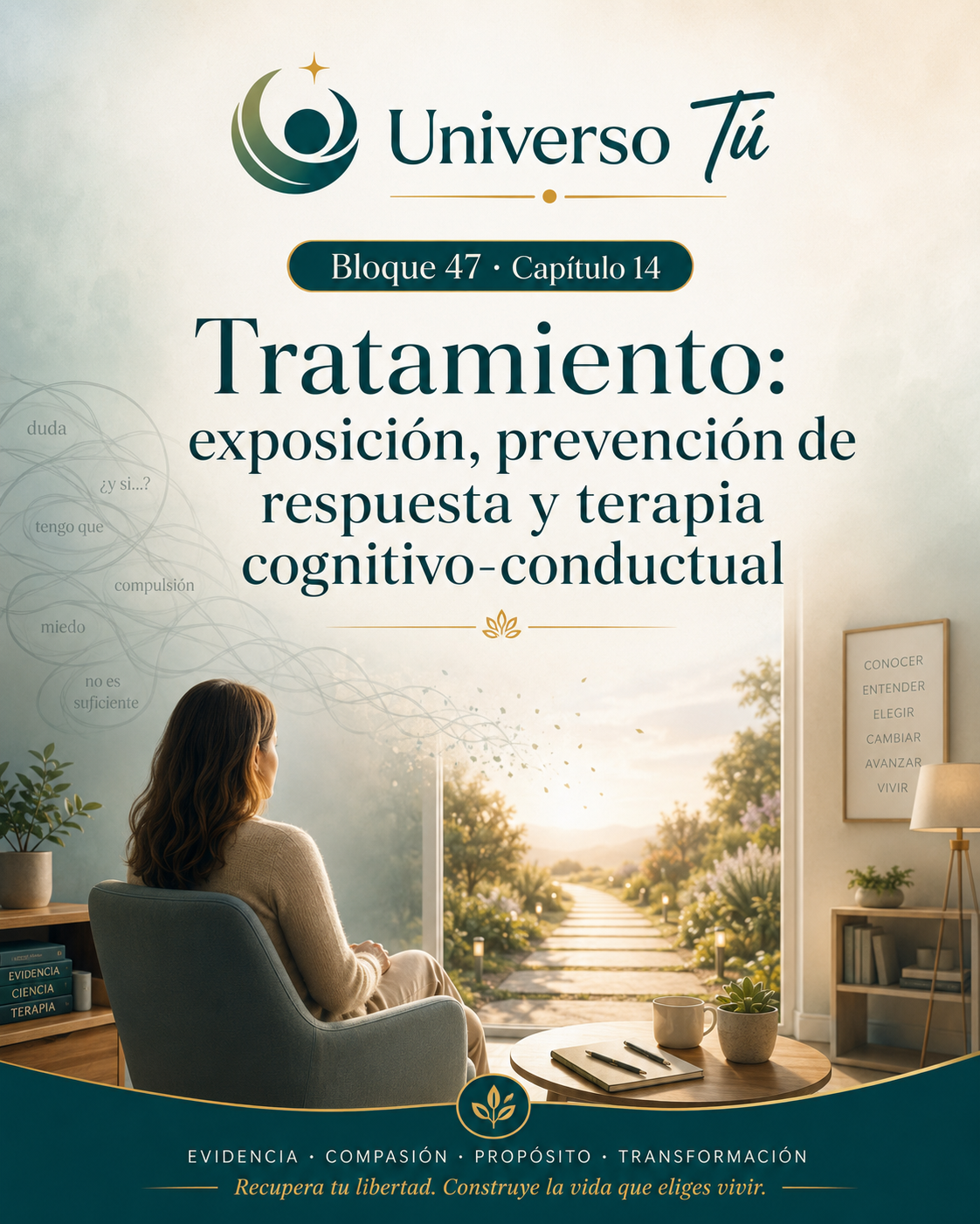 Portada del capítulo Tratamiento, exposición y prevención de respuesta, del Bloque 47 de Universo Tú