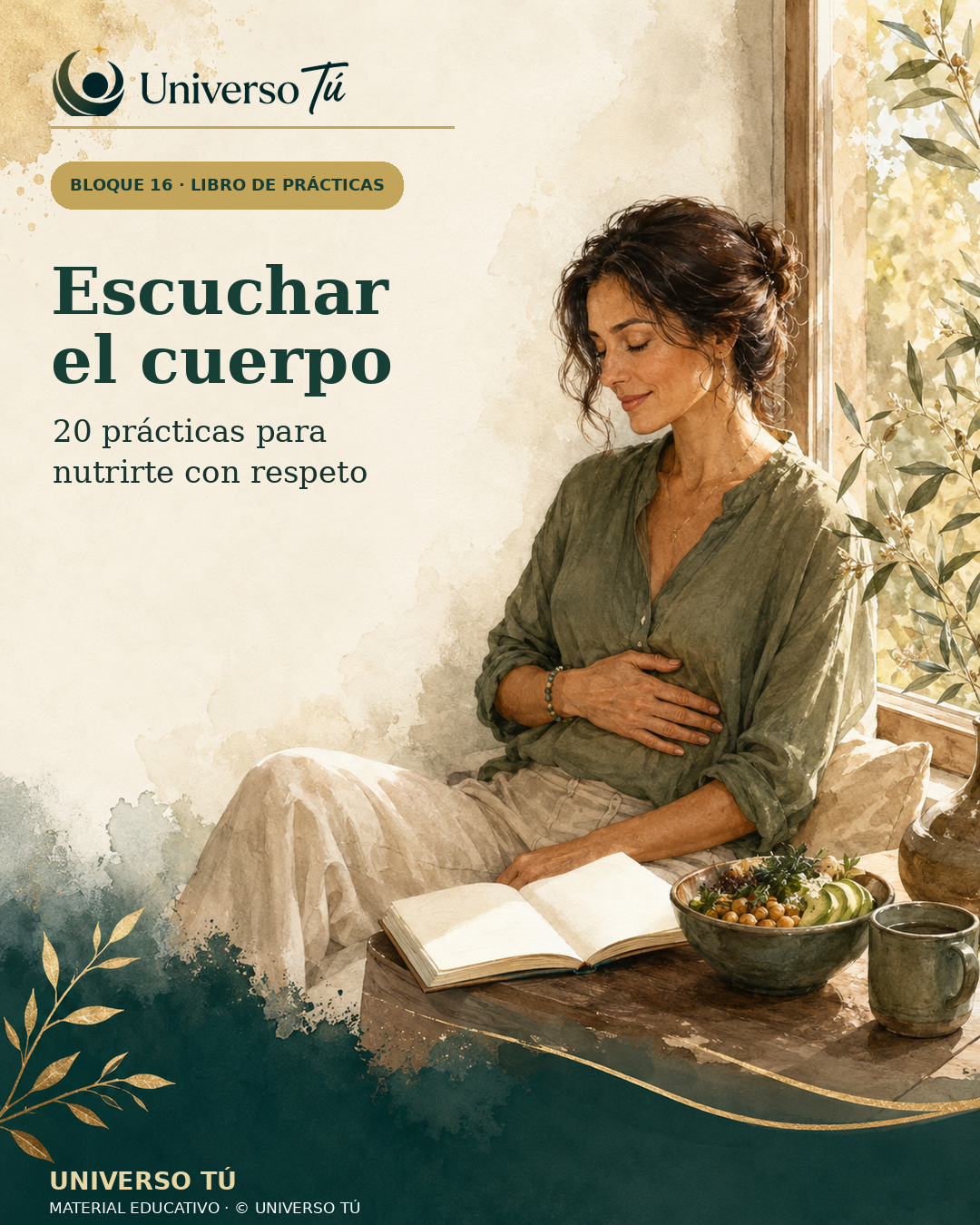 Portada del Libro de prácticas Nutrición femenina: escuchar el cuerpo de Universo Tú