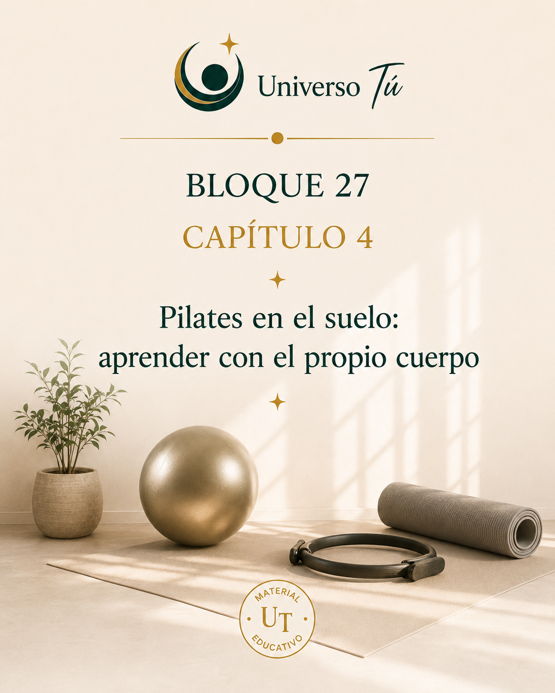 Persona practicando Pilates en el suelo sobre una esterilla, en posición de iniciación