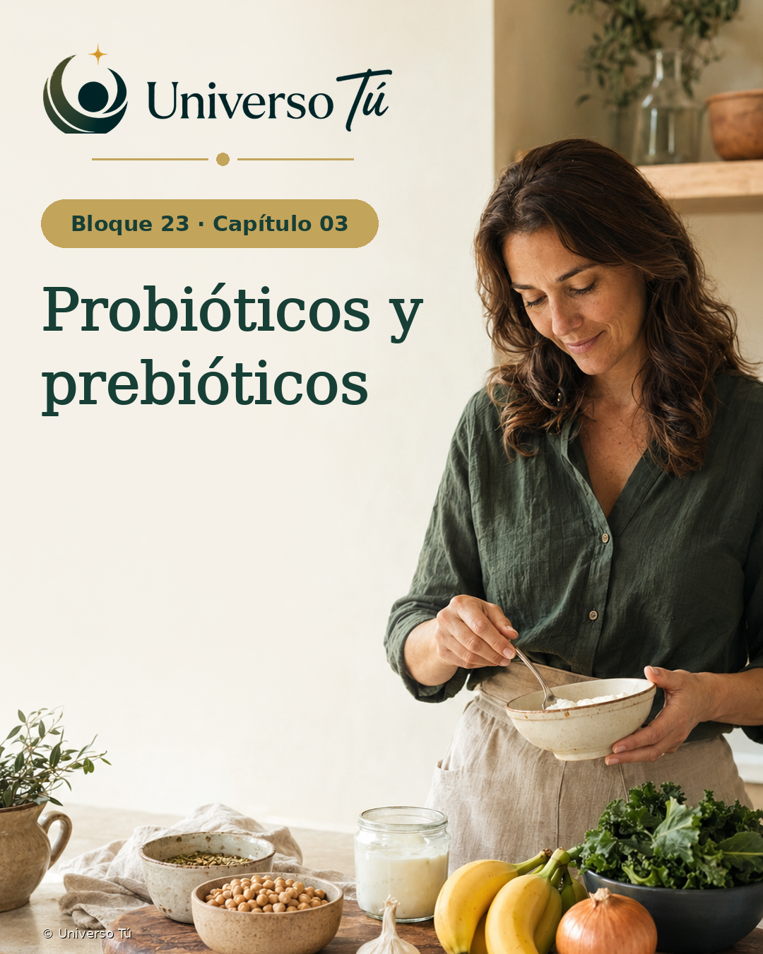 Portada del Bloque 23, Capítulo 03: Probióticos y prebióticos — Universo Tú