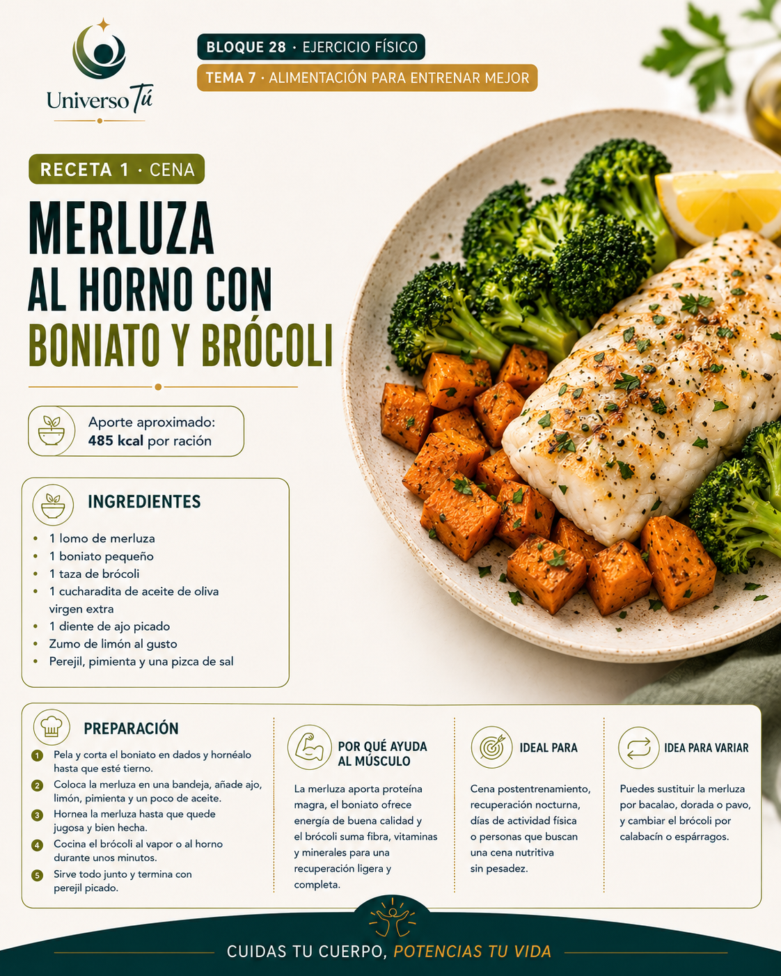 Cena 1 — receta cena del capítulo Alimentación para entrenar mejor 