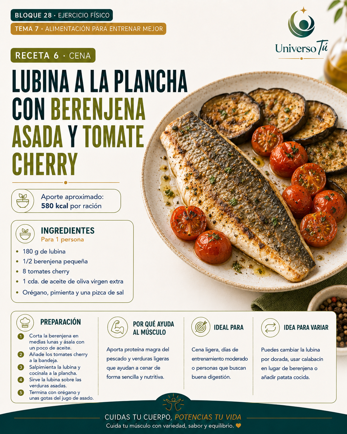 Cena 6 — receta cena del capítulo Alimentación para entrenar mejor 