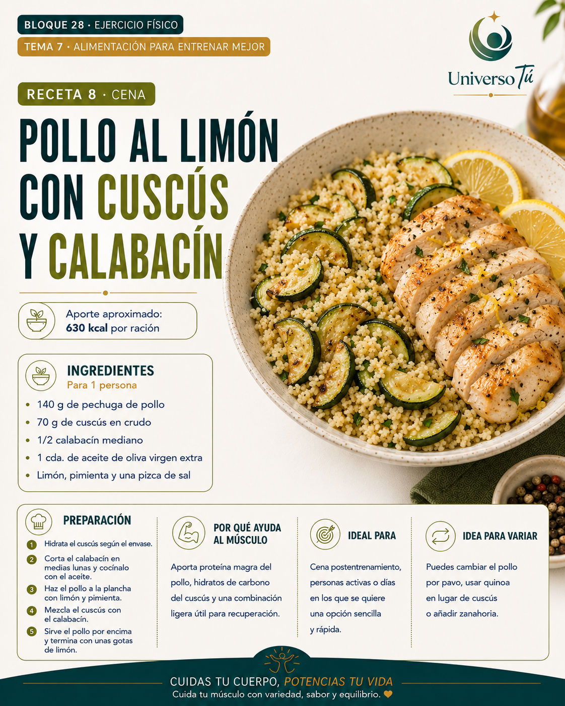 Cena 8 — receta cena del capítulo Alimentación para entrenar mejor 