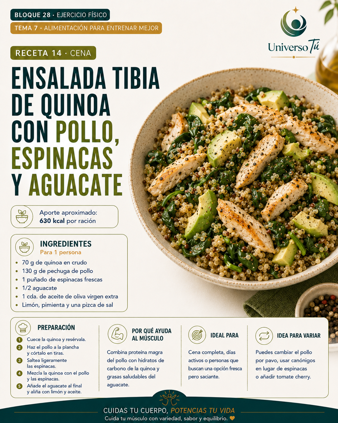 Cena 14 — receta cena del capítulo Alimentación para entrenar mejor 