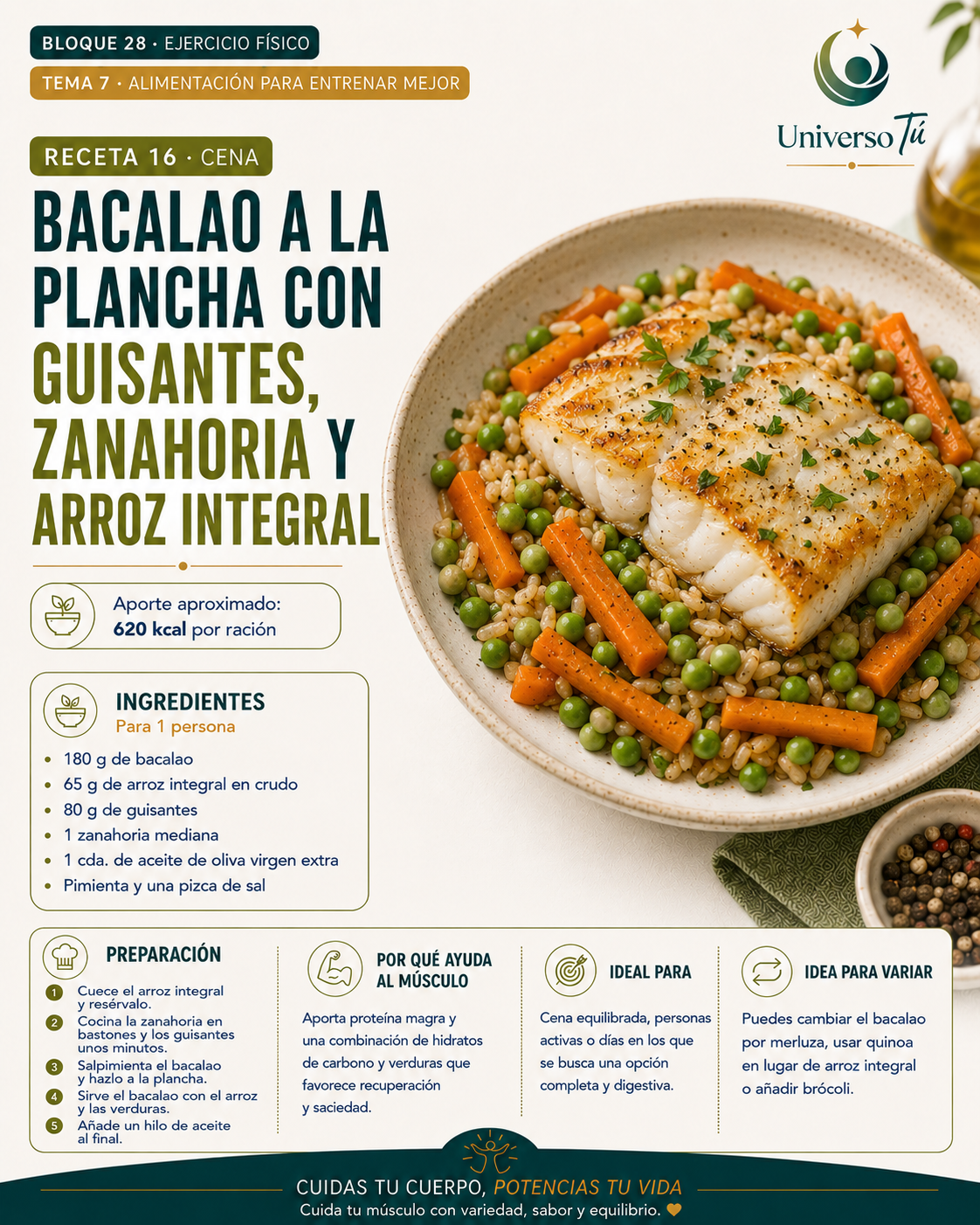 Cena 16 — receta cena del capítulo Alimentación para entrenar mejor 