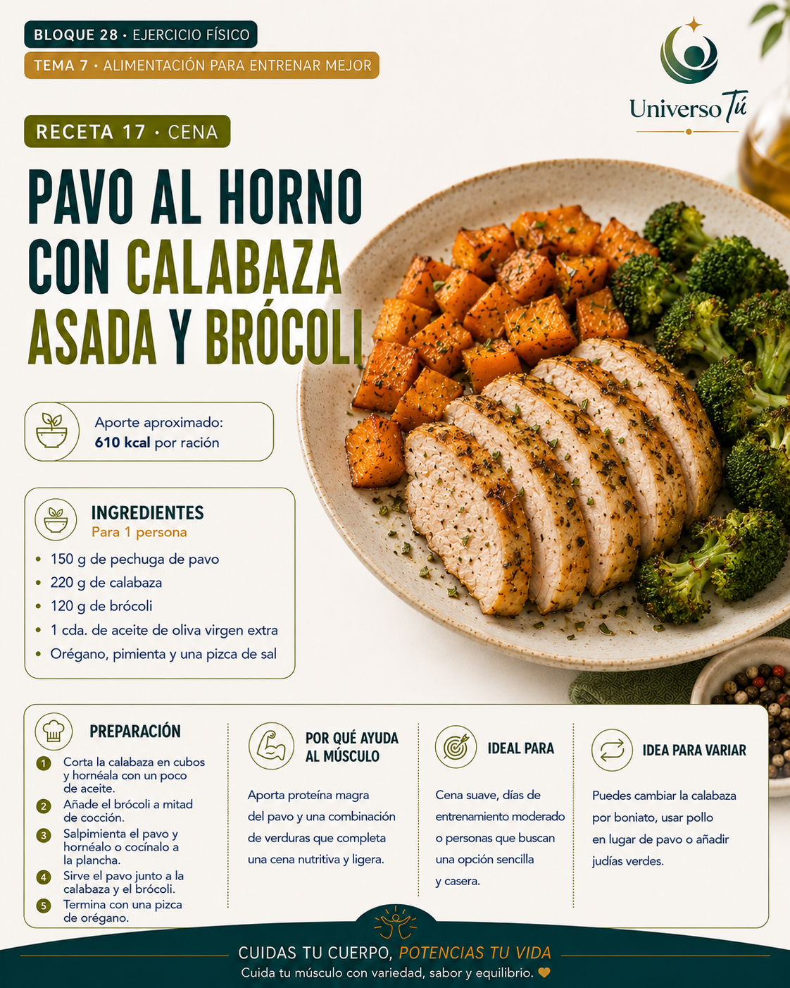 Cena 17 — receta cena del capítulo Alimentación para entrenar mejor 