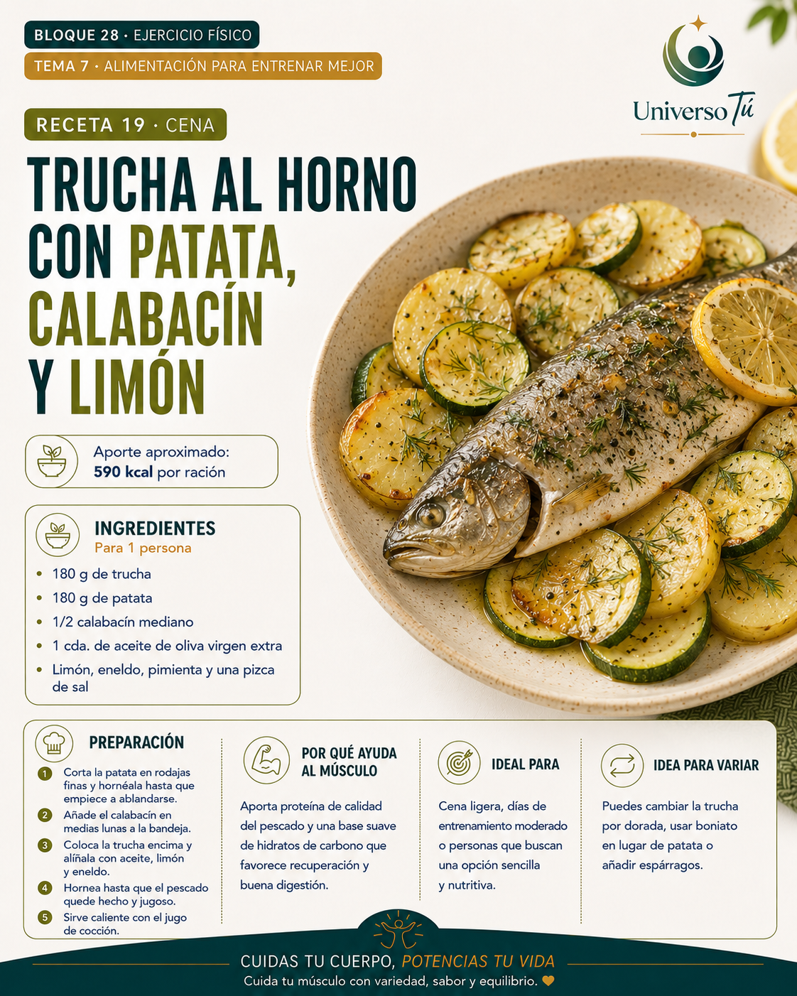 Cena 19 — receta cena del capítulo Alimentación para entrenar mejor 