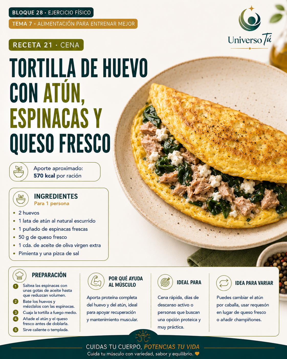Cena 21 — receta cena del capítulo Alimentación para entrenar mejor 