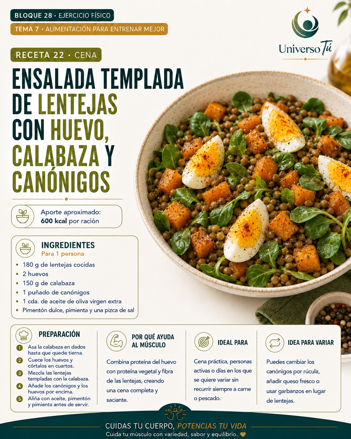 Cena 22 — receta cena del capítulo Alimentación para entrenar mejor 