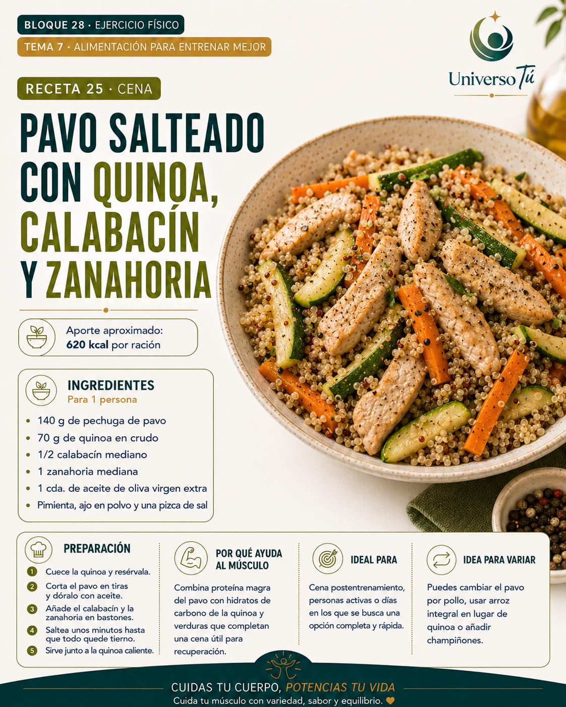 Cena 25 — receta cena del capítulo Alimentación para entrenar mejor 