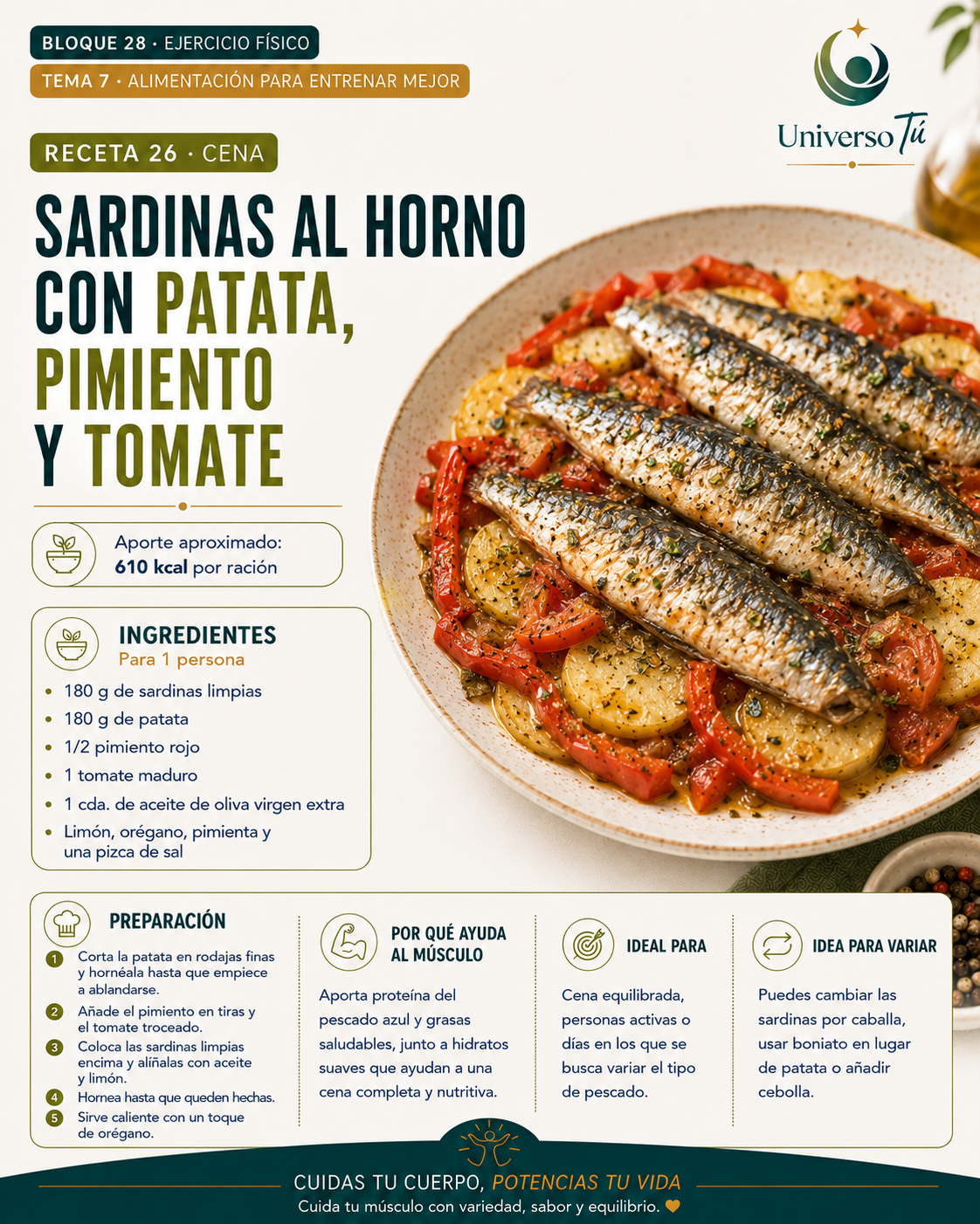 Cena 26 — receta cena del capítulo Alimentación para entrenar mejor 