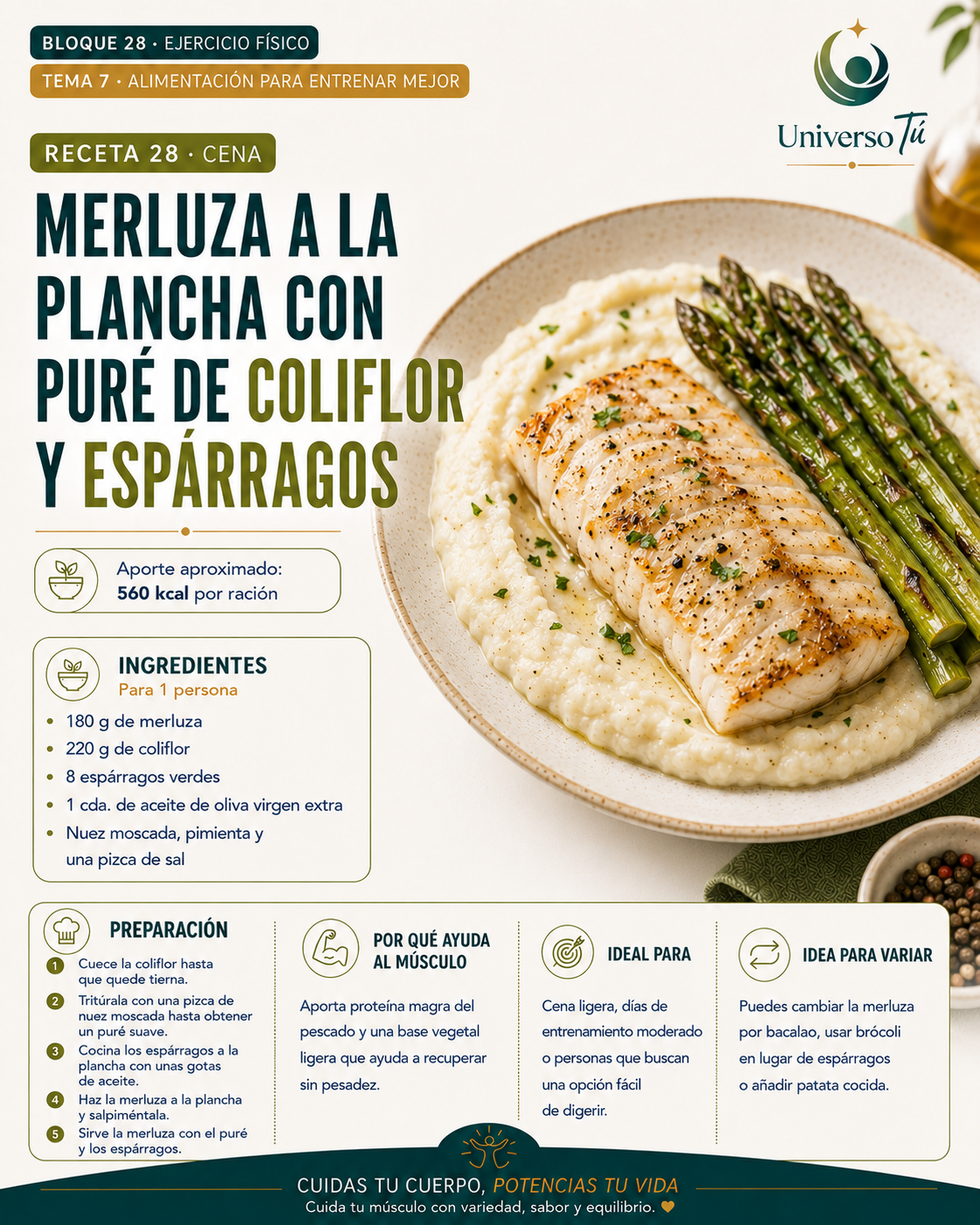 Cena 28 — receta cena del capítulo Alimentación para entrenar mejor 