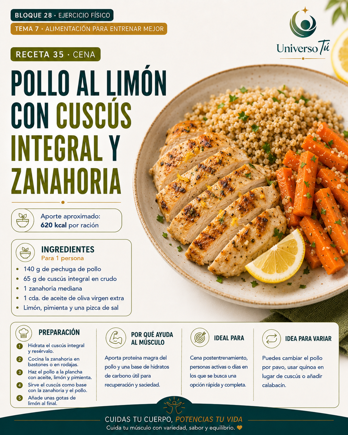 Cena 35 — receta cena del capítulo Alimentación para entrenar mejor 