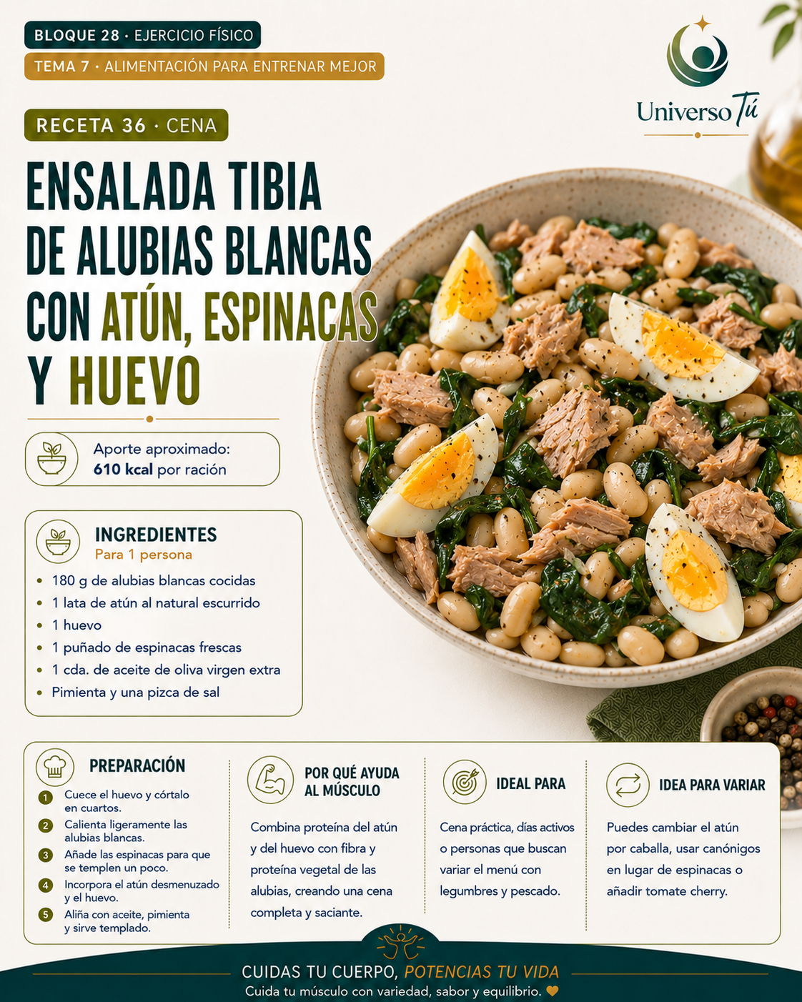 Cena 36 — receta cena del capítulo Alimentación para entrenar mejor 