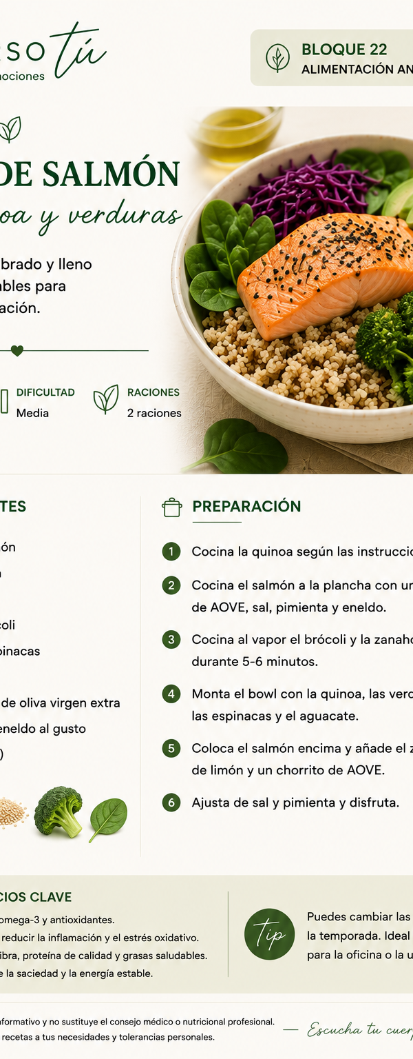 Salmon con quinoa y verduras