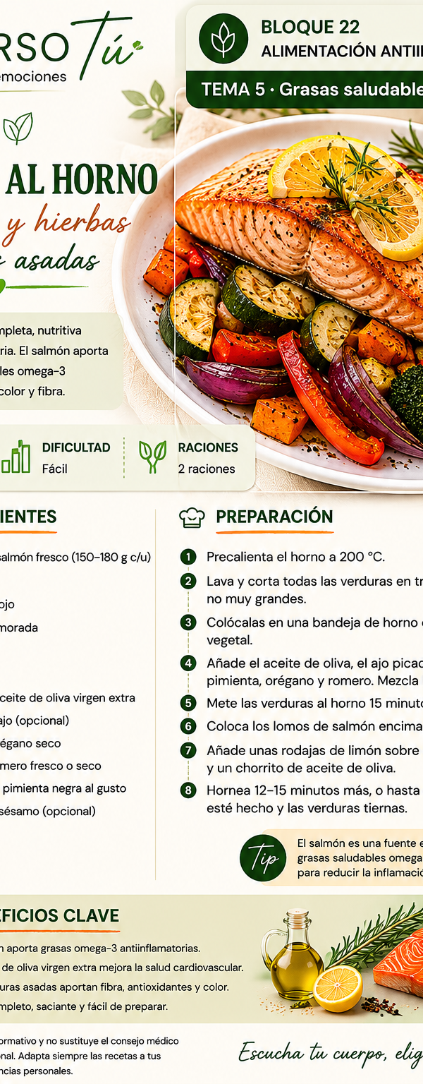 Salmón al horno con verduras y limón 