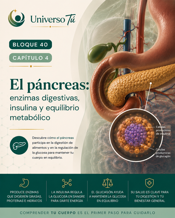 El páncreas: enzimas digestivas, insulina y equilibrio metabólico
