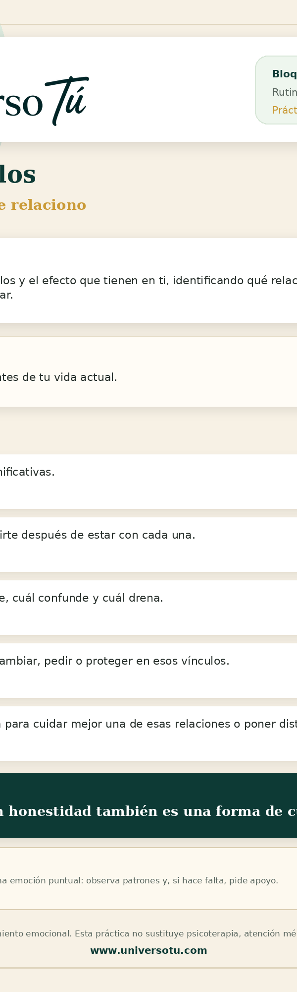 Rutina: Mis vínculos