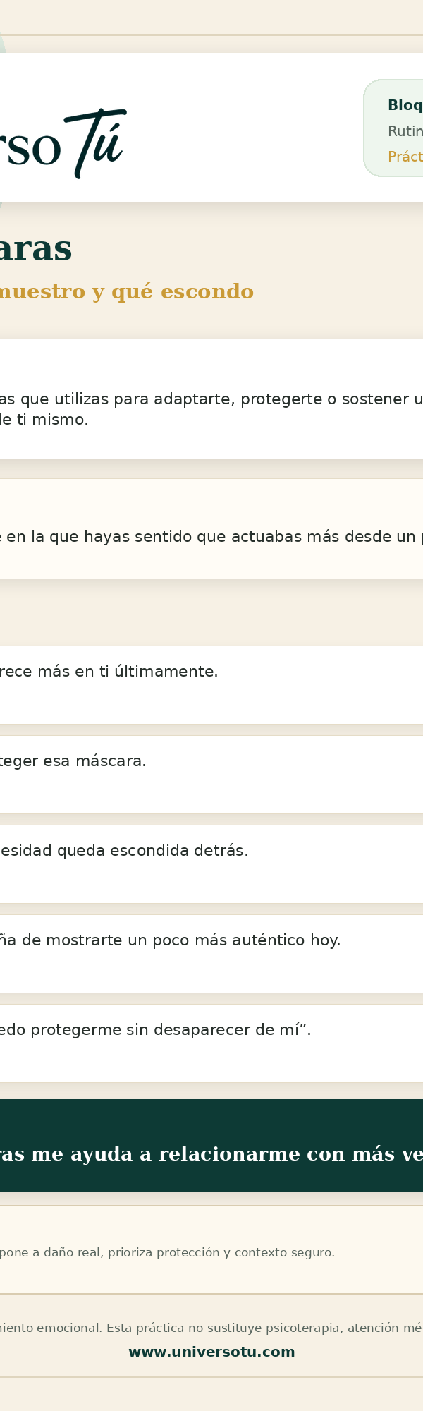 Rutina: Mis máscaras
