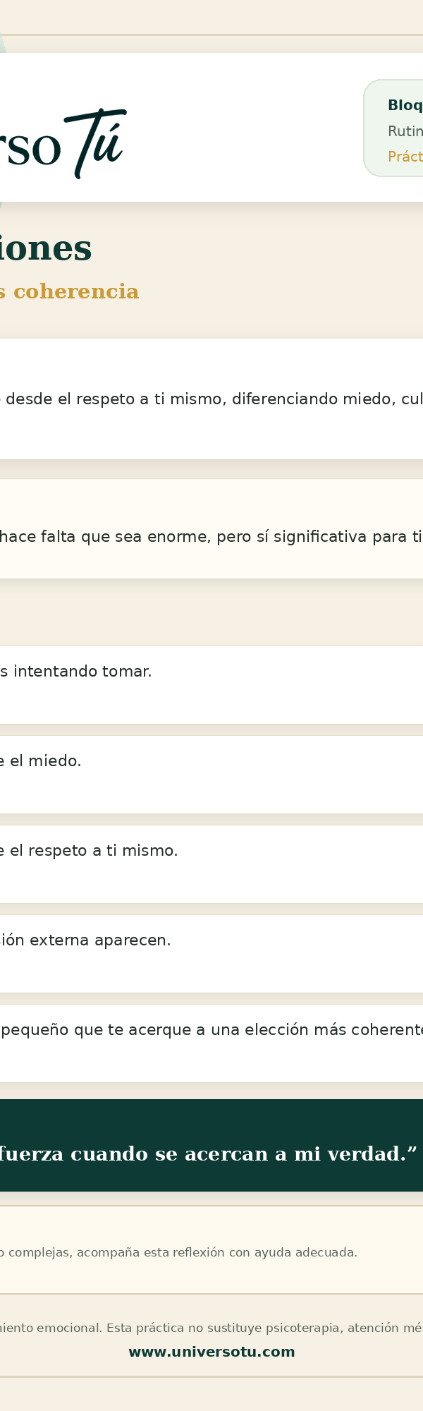 Rutina: Mis decisiones