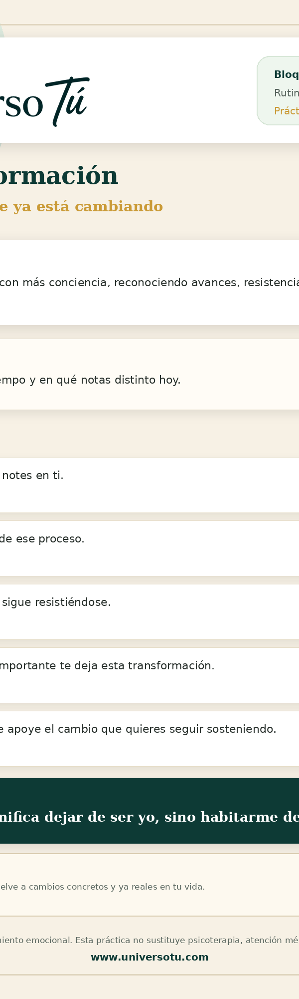 Rutina: Mi transformación