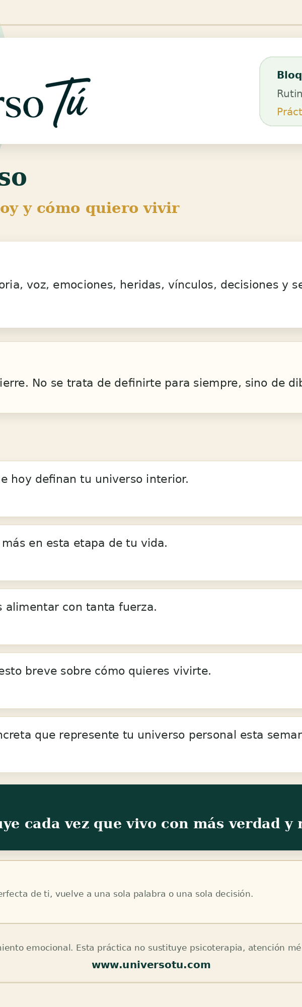 Rutina: Mi universo