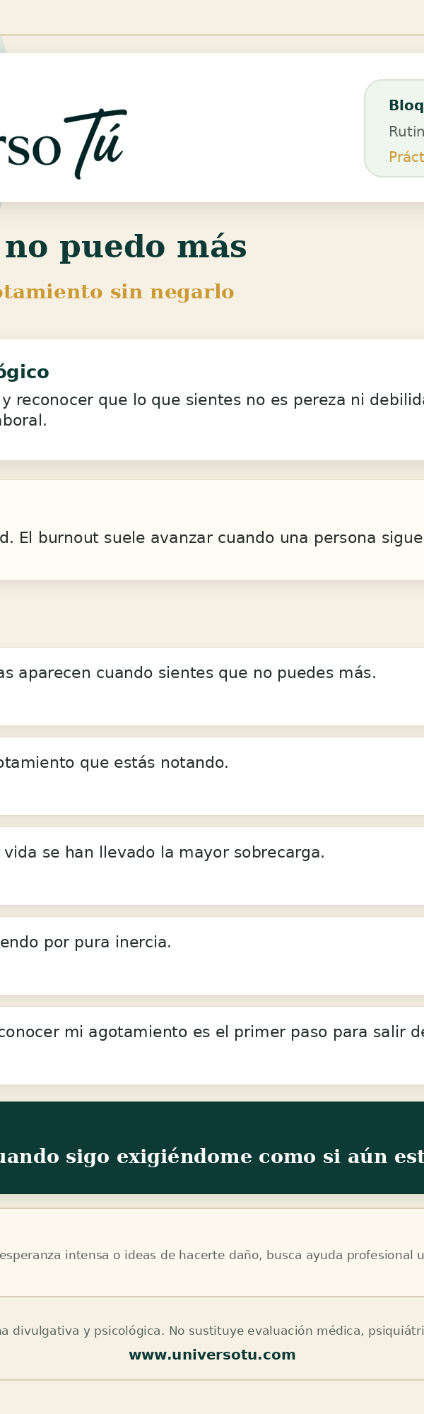 Rutina: Cuando ya no puedo más