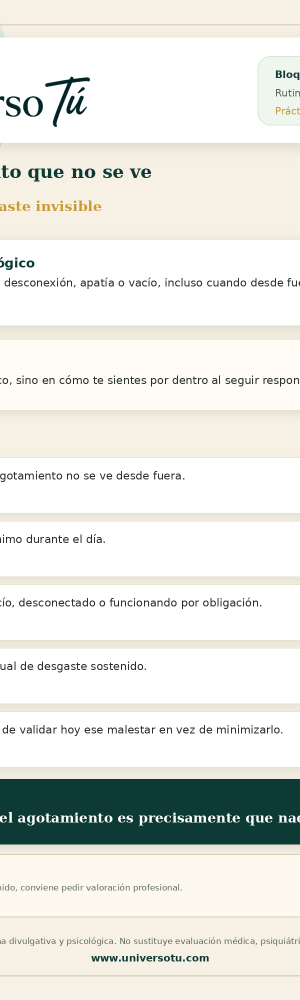 Rutina: Cansancio físico y cansancio del alma