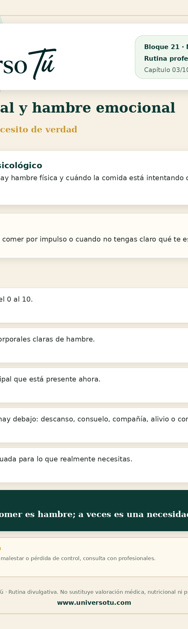 Rutina: Hambre real y hambre emocional