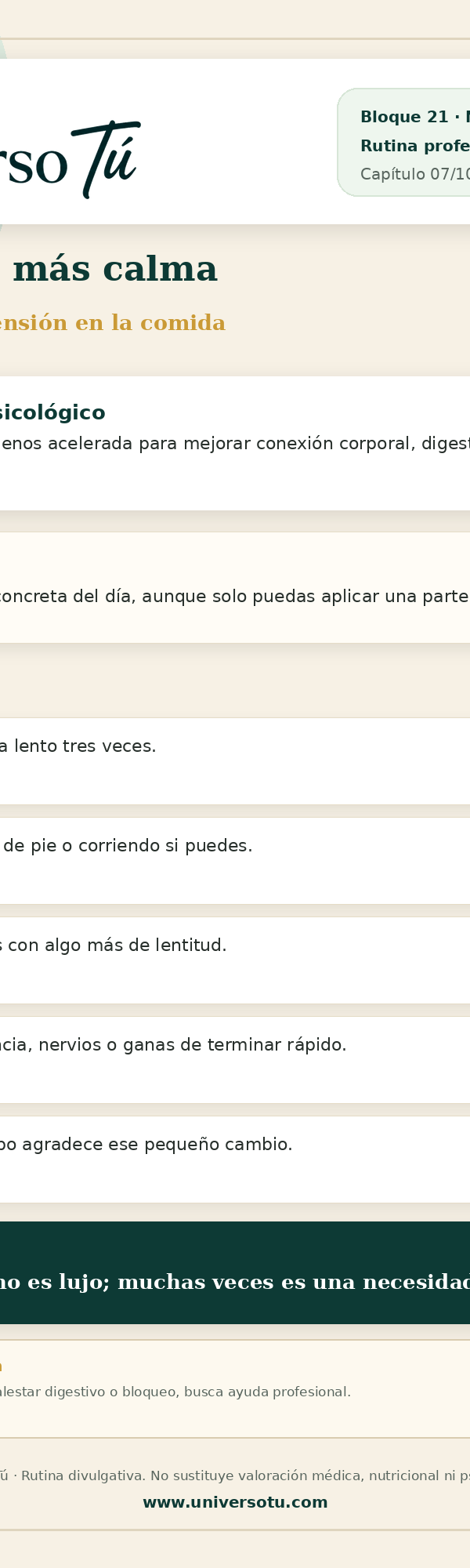 Rutina: Comer con más calma