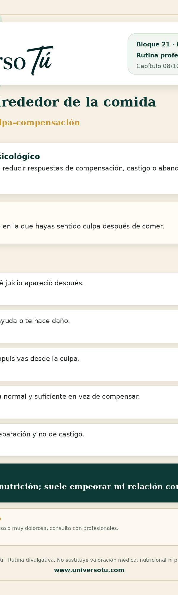 Rutina: La culpa alrededor de la comida
