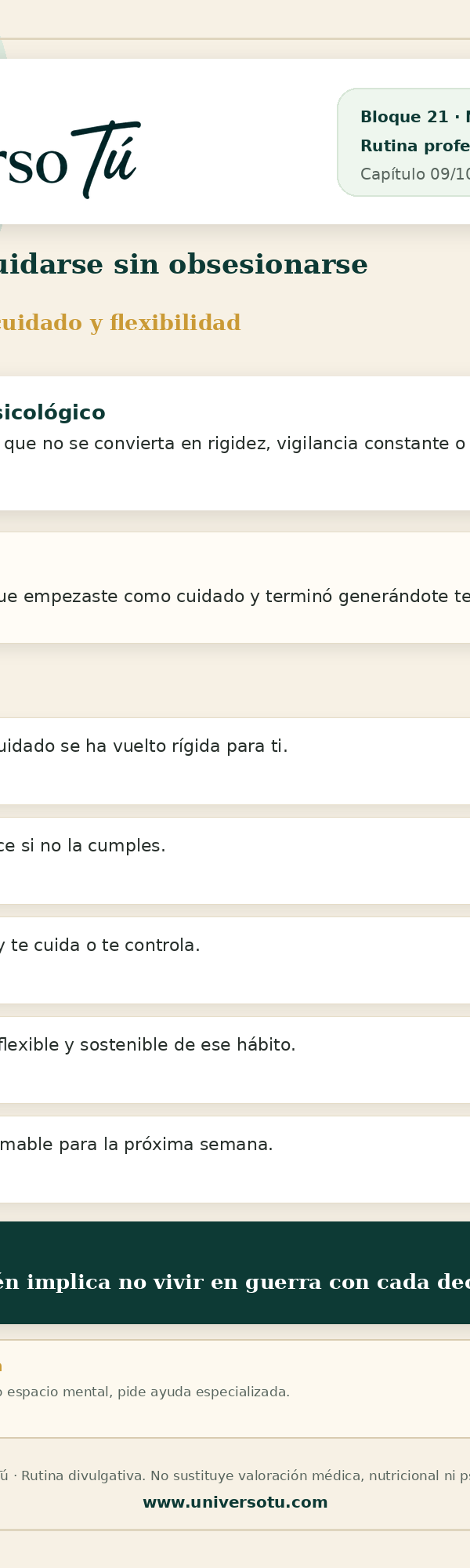 Rutina: Aprender a cuidarse sin obsesionarse