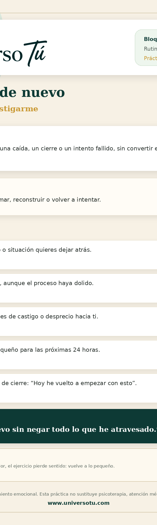 Rutina: Decidir empezar de nuevo