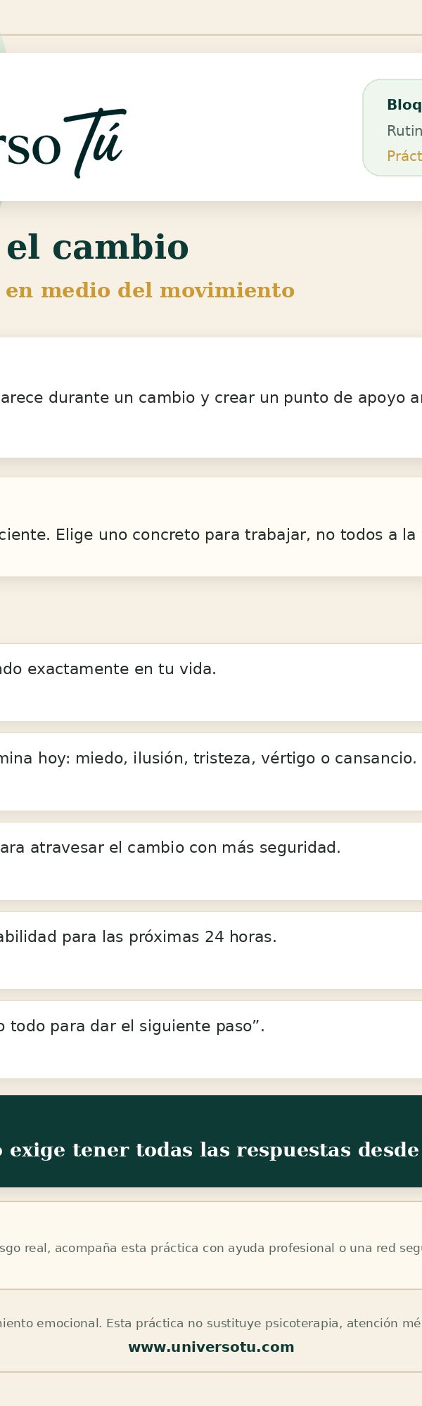 Rutina: Atravesar el cambio