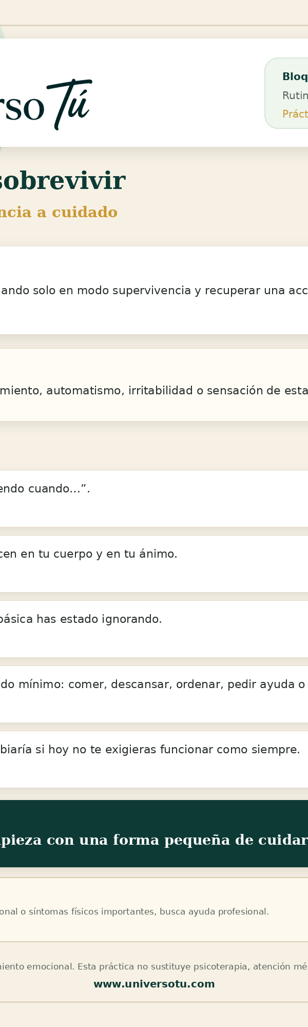 Rutina: Dejar de sobrevivir