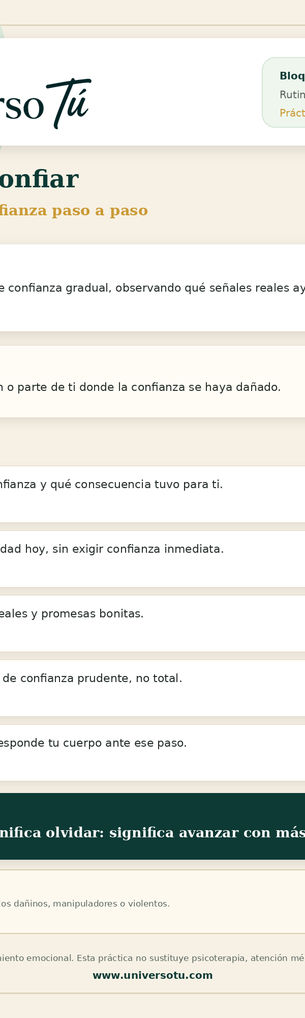 Rutina: Volver a confiar
