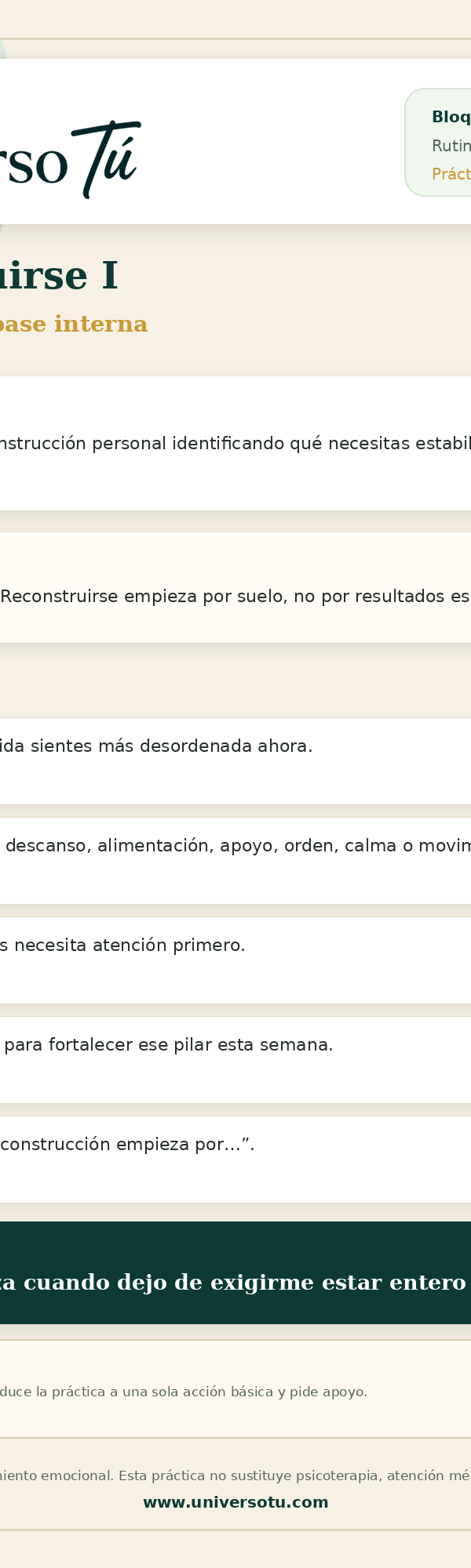 Rutina: Reconstruirse