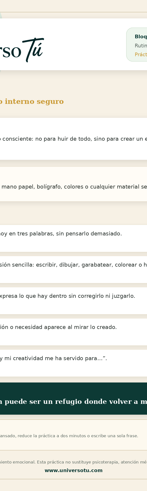 Rutina: La creatividad como refugio