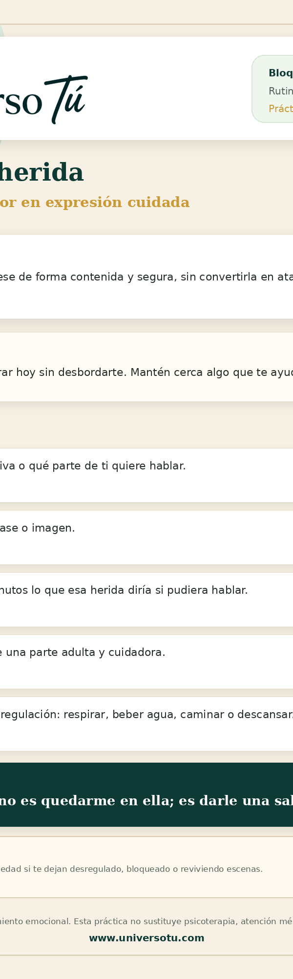 Rutina: Crear desde la herida