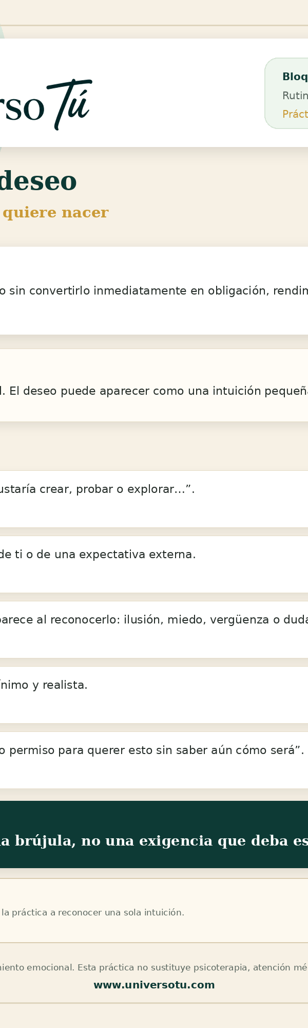 Rutina: Crear desde el deseo
