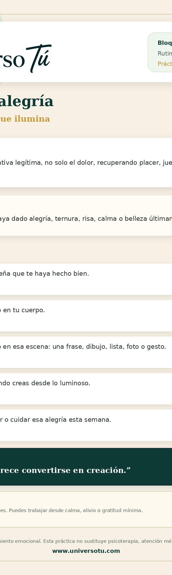 Rutina: Crear desde la alegría