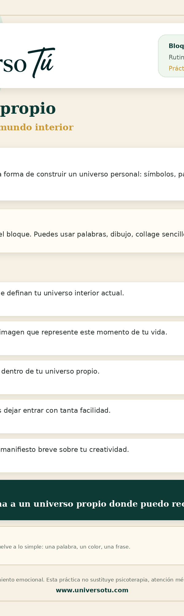 Rutina: Crear un universo propio